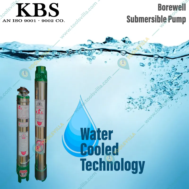 KBS 3Hp 15 Stage(4 inch) V4 Single Phase Water Cooled Submersible Pump, 120ft Head - 1 Year Warranty