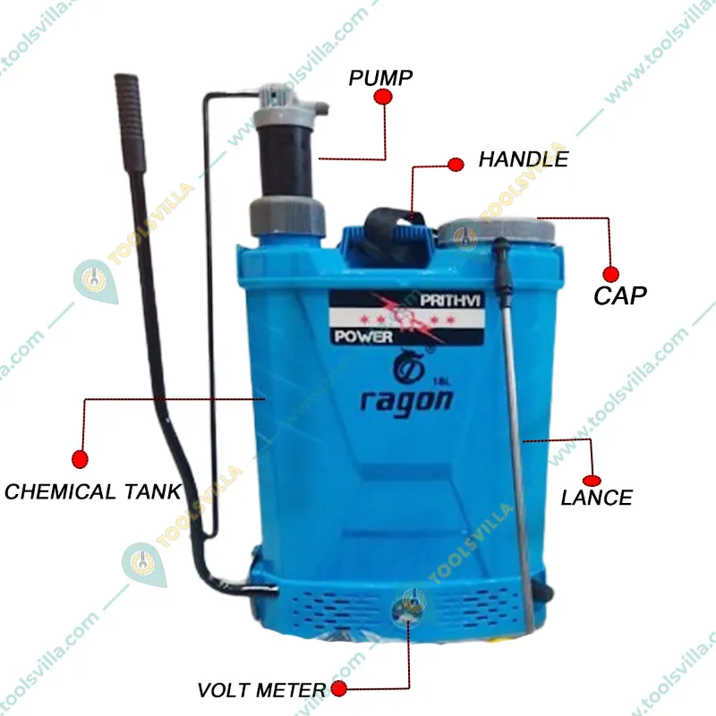 Prithvi Manual Plus Battery 2 in 1, 16 Liter Agriculture Backpack 12V/12A Battery Sprayer
