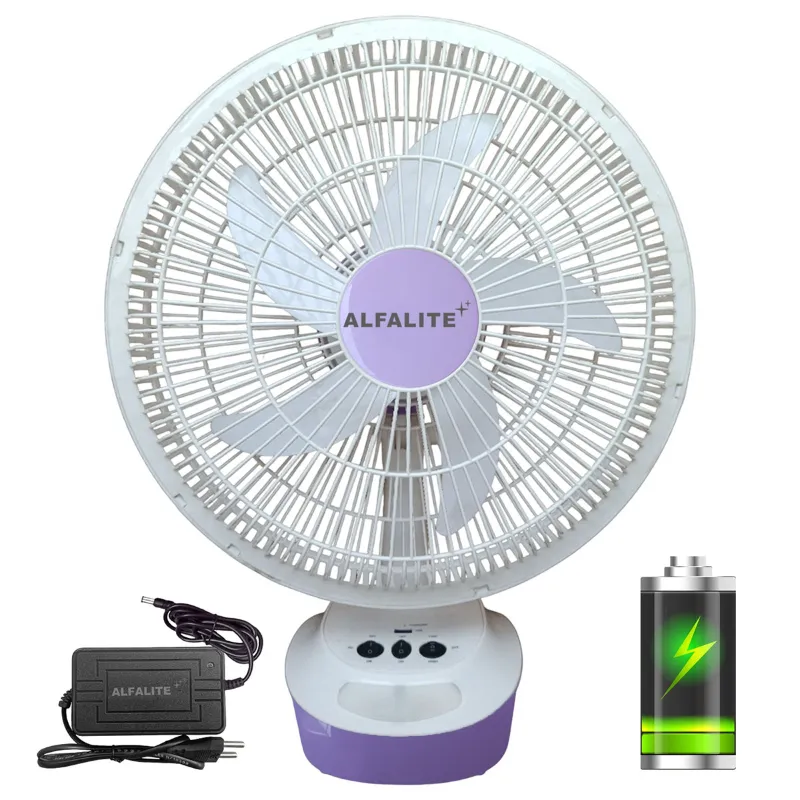 Alfalite Breeza 24W DC Solar Table Fan, 16 Inch Sweep With In-Built Rechargeable Battery For Indoor And Outdoor Usage