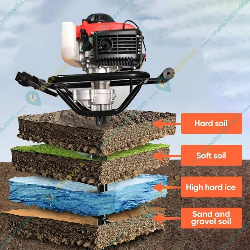 Heavy Duty 4-stroke, 82 CC Earth Auger Machine | Post Hole Digger | Soil Driller with 16 inch Auger Bit