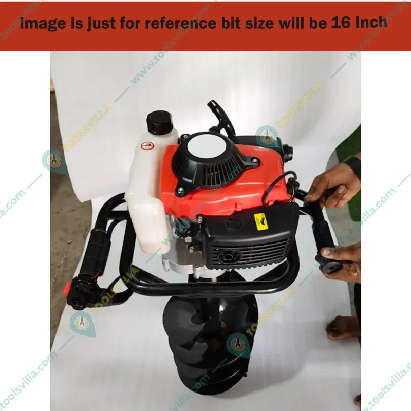 Heavy Duty 4-stroke, 82 CC Earth Auger Machine | Post Hole Digger | Soil Driller with 16 inch Auger Bit