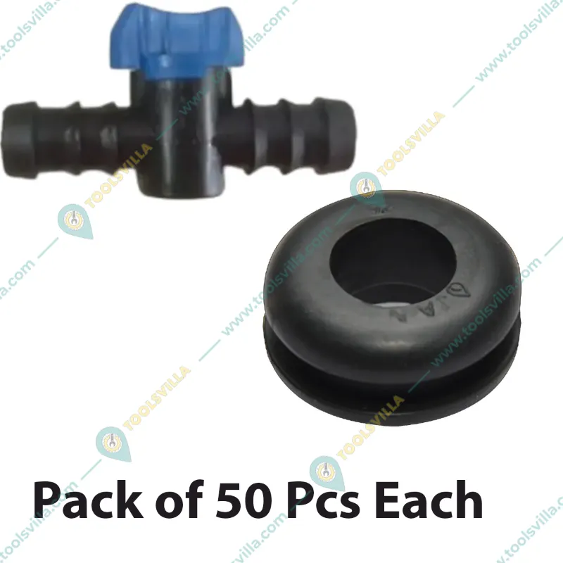 High Quality 16 mm Connector with 16 mm Grommet Combo used for Irrigation Purposes (Pack of 50 Pcs Each)