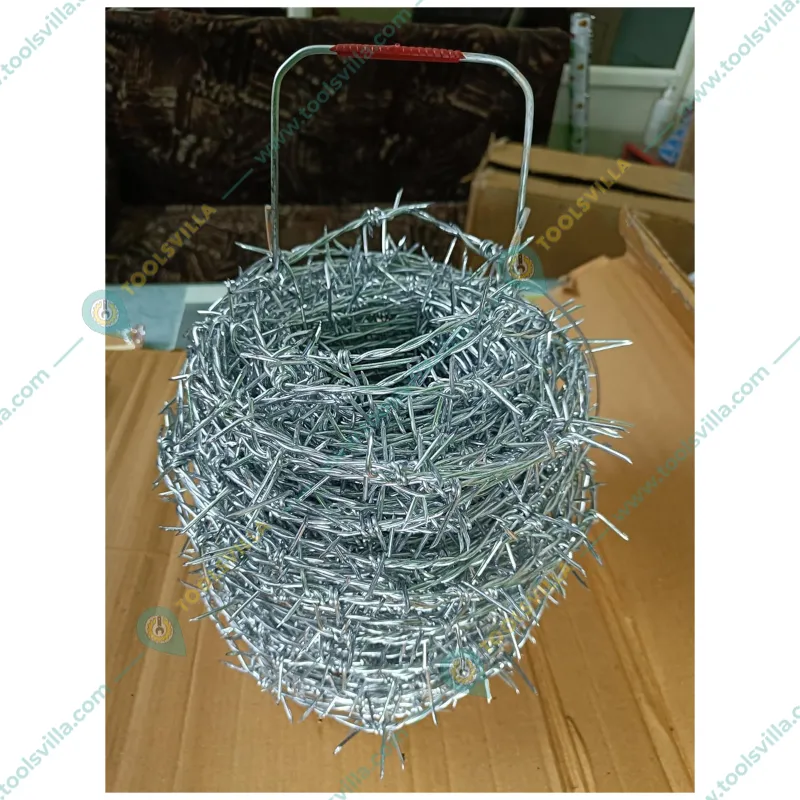Premium Quality 175 Feet 14 Gauge Galvanized Barbed Fencing Wire with Handle, 2mm Wire Thickness - 10 Years Warrenty