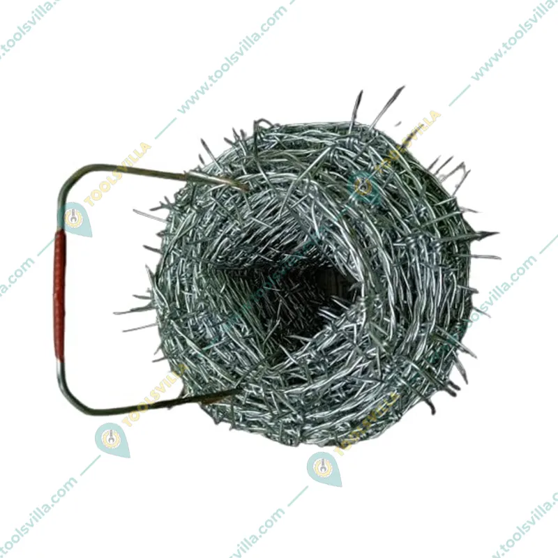 Premium Quality 175 Feet 14 Gauge Galvanized Barbed Fencing Wire with Handle, 2mm Wire Thickness - 10 Years Warrenty