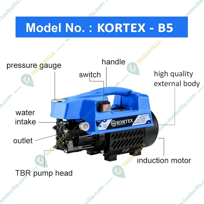 Kortex-B5 Copper Winding 130 Bar High Pressure Car Washer Machine, 1800 Watt