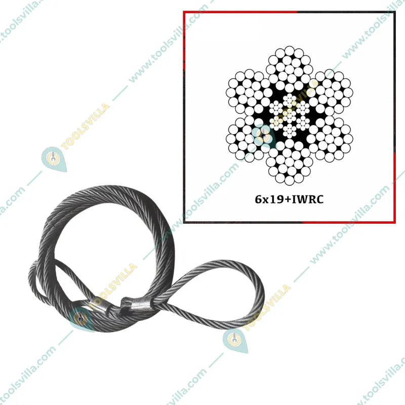 National 18 mm 4 Meter Wire Rope Sling,6x19 IWRC, Single Leg For Lifting, Rigging, and Material Handling