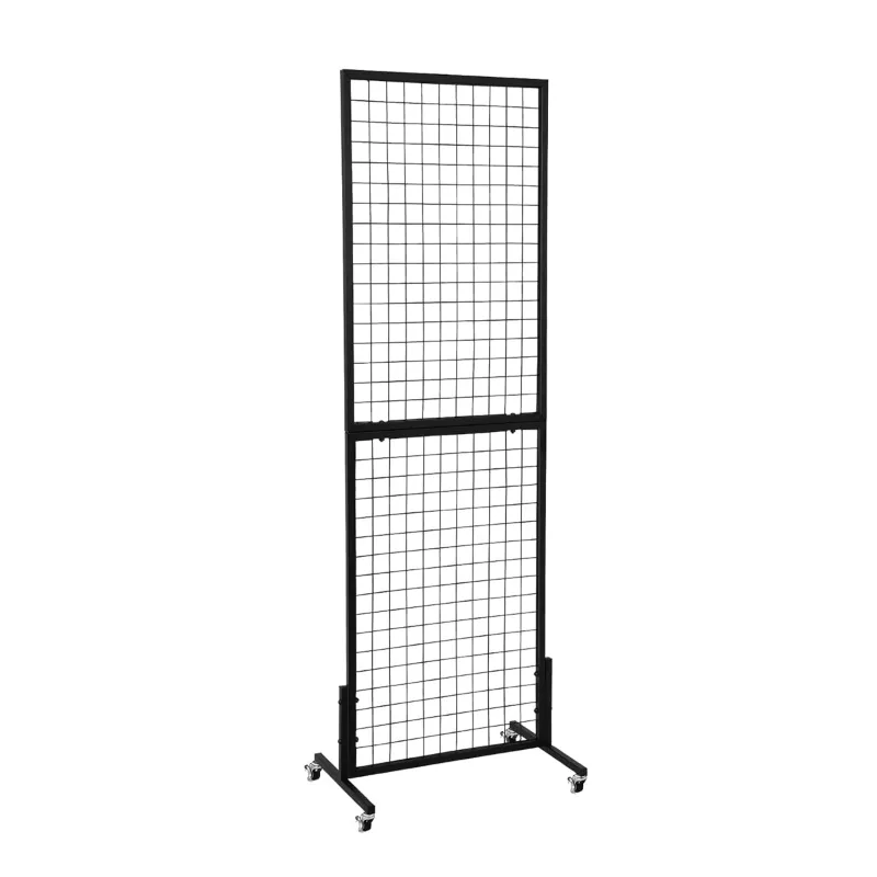 KTG 1.8 x 5.7 feet Standing Wire Grid Wall Panels, Display Rack With T-Base Wheels For Shows, Black(Pack-1 pc)