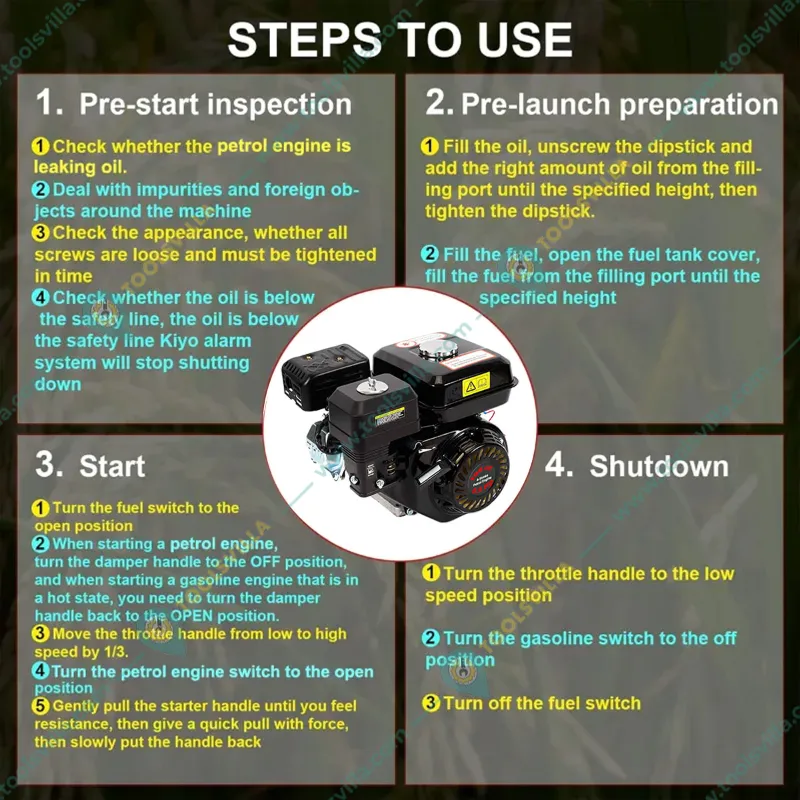 Heavy Duty 196CC 6.5 HP 4 Stroke Single Cylinder Recoil Start Petrol Engine With 3.6L Fuel Tank
