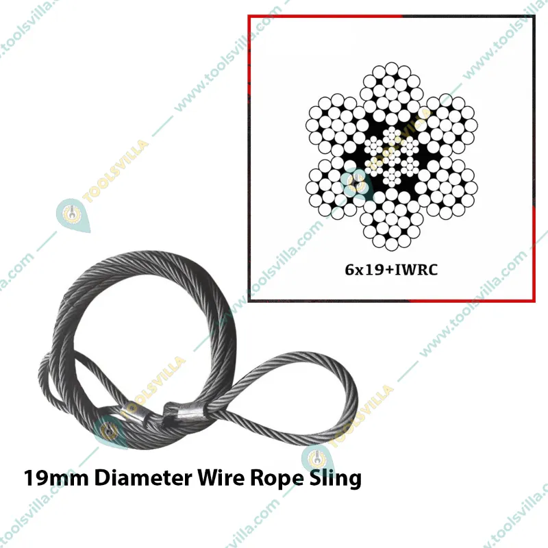National 19 mm 9 Meter Wire Rope Sling,6x19 IWRC, Single Leg For Lifting, Rigging, and Material Handling