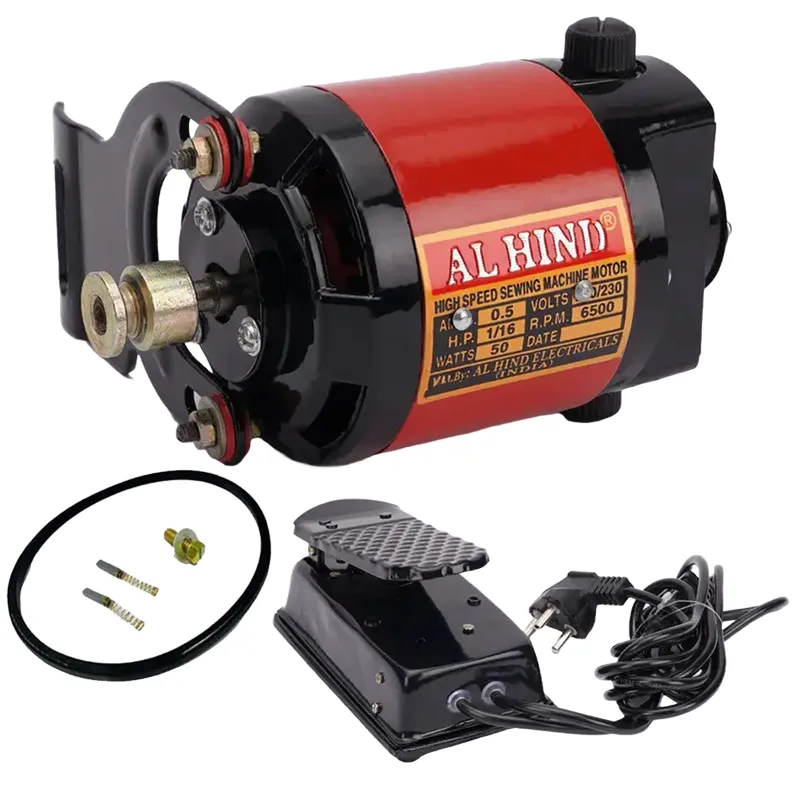 Al Hind 1/16 Hp Copper Winding Sewing Machine Motor with Speed Controller and Accessories, 6500 RPM