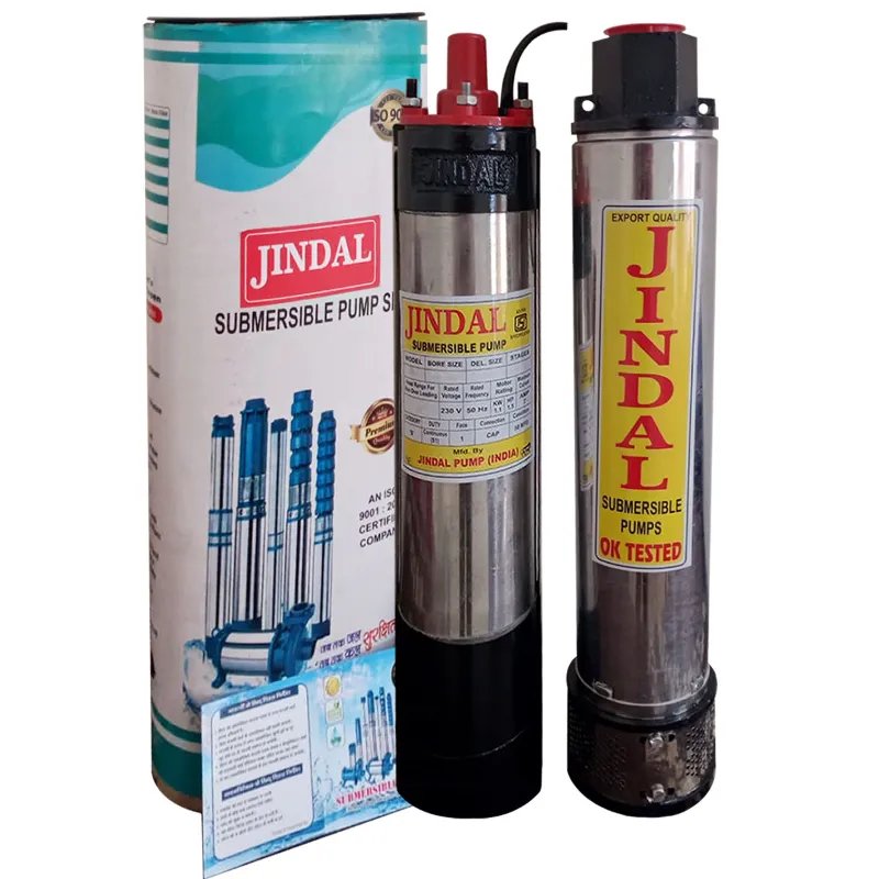 Jindal 1 Hp 10 Stage 100mm/4" Bore Single Phase Oil Cooled Borewell Submersible Pump - 1 Year Warranty