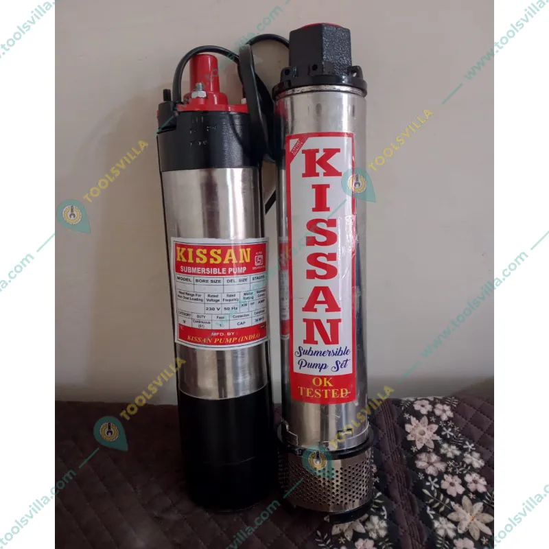 Kissan 1 Hp 10 Stage 100mm/4" Bore Single Phase Oil Cooled Borewell Submersible Pump - 1 Year Warranty