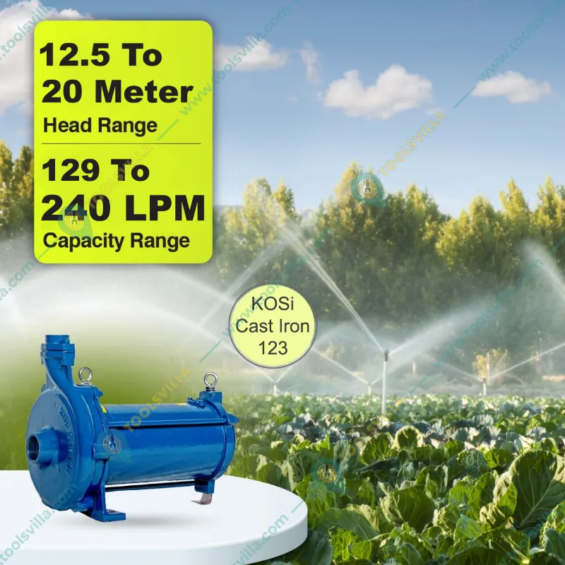 Kirloskar(KOSi-Cast Iron-123) 1 HP Single Phase Openwell Submersible Pump, 50X40mm With Control Panel, 1 Year Warranty