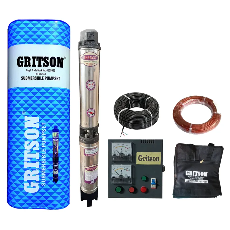 Gritson 1 HP 14 Stage(3 inch) V-3 1Phase Water Filled Submersible Pump With CP & Accessories - 1 Year Warranty