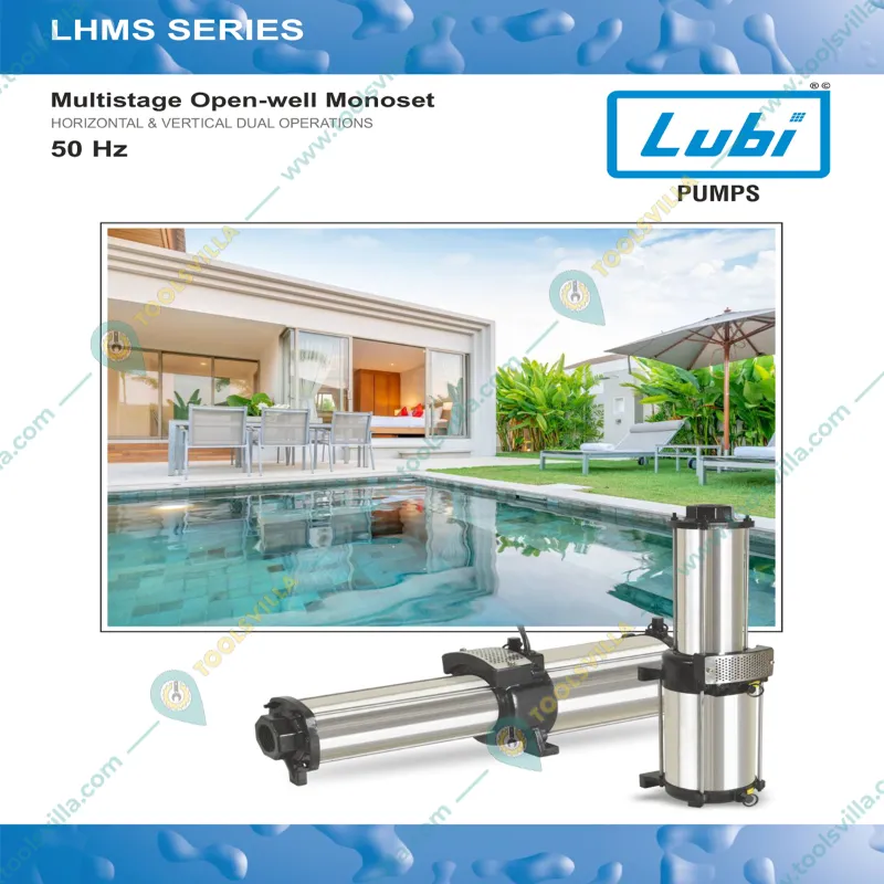 Lubi 1 Hp 1Phase VERTICAL & HORIZONTAL Openwell Pump With Controller, 55m Max. Head, 32mm (LHMS-110/7) - 1 Year Warranty