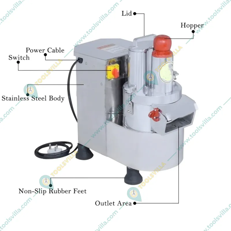 Commercial 1 HP Semi-Automatic Stainless Steel Vegetable Cutting Machine, 300-400 kg/hr Capacity