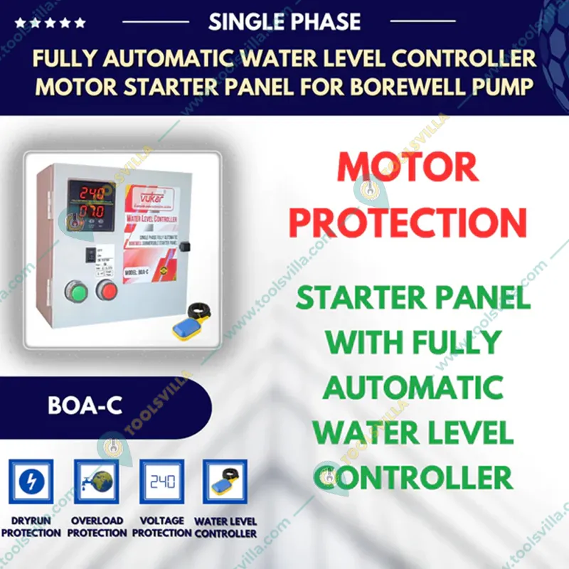 Vukar 0.75Hp 1Ph Fully Automatic Borewell Submersible Pump Starter Panel With Float Switch (BOA-C) - 3 Months Warranty