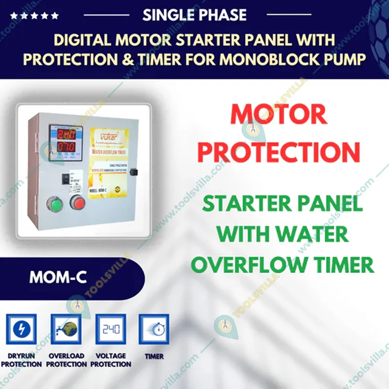 Vukar 1.5 Hp 1Phase Semi-Automatic Monoblock Pump Starter With Overflow Timer & Motor Safety (MOM-C) - 3 Months Warranty