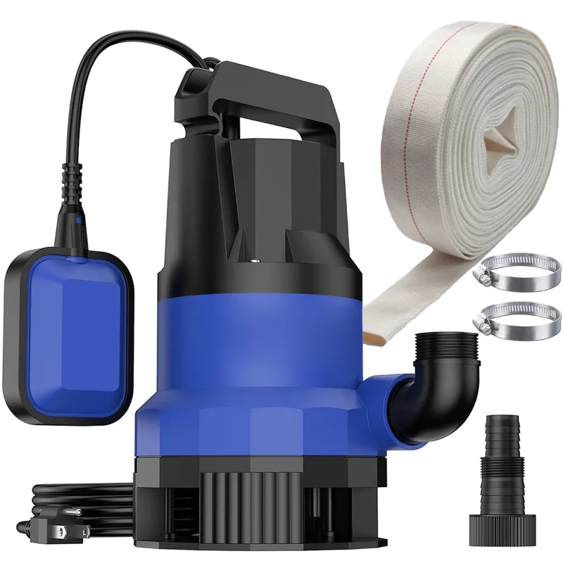 Heavy Duty 1.5Hp 1Phase PP Body Dewatering Sewage Submersible Pump With Hose Pipe, 10m Head, 15000 LPH-1 Year Warranty