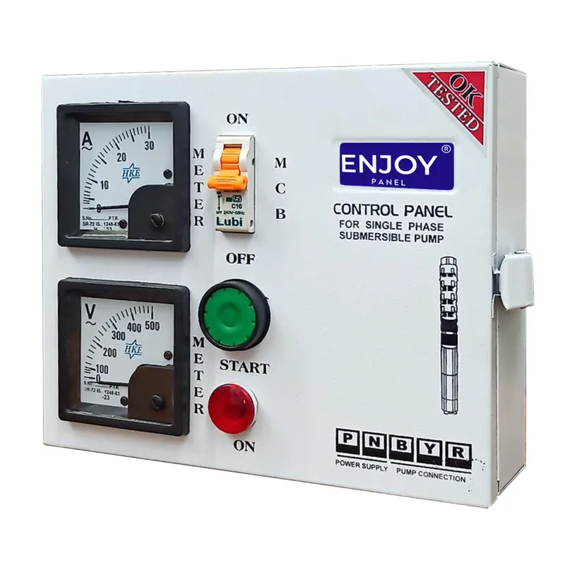 Enjoy 1 Hp Single Phase V4 MCB Control Panel, 50μF Running Capacitor, For Water Filled Submersible Pumps