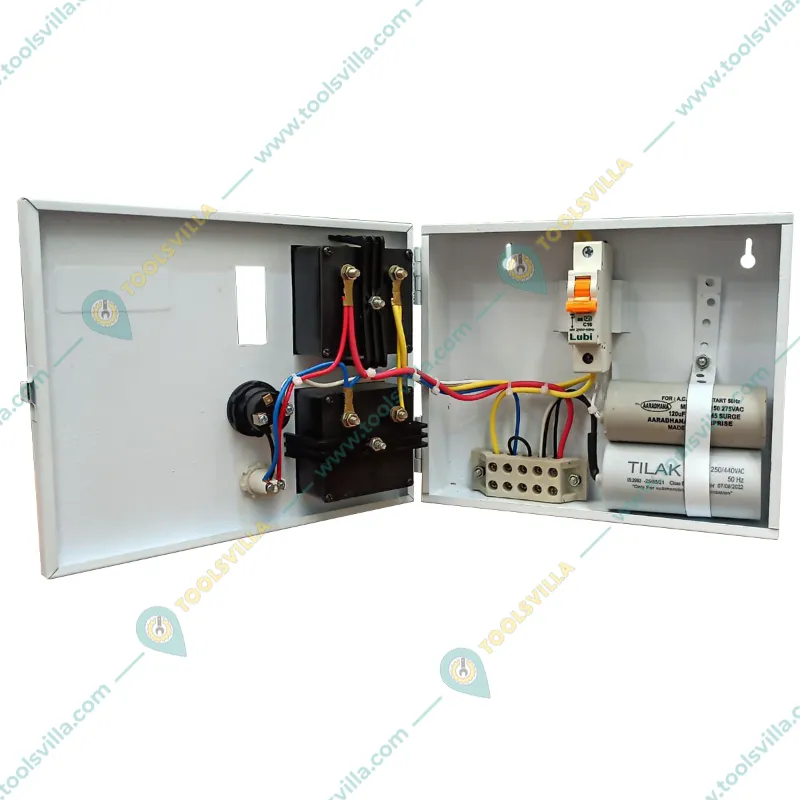 Enjoy 1 Hp Single Phase V4 MCB Control Panel, 50μF Running Capacitor, For Water Filled Submersible Pumps