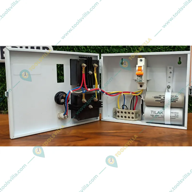 Enjoy 1 Hp Single Phase V4 MCB Control Panel, 50μF Running Capacitor, For Water Filled Submersible Pumps