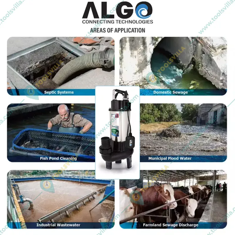 Algo 1 HP Single Phase Jawa Series Waste Water Sewage Pump With Cutter, 12M Head - 1 Year Warranty (SCV-10/C07S)