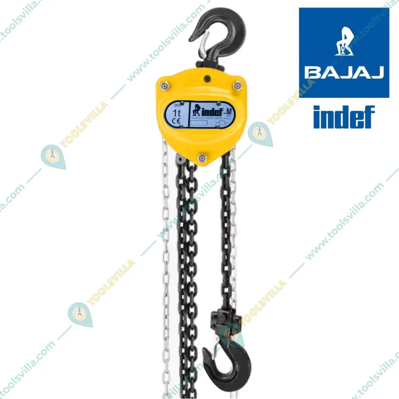 Bajaj indef M Series 1 Ton Single Fall Chain Pulley Block With 6M Load Chain, 6M Hand Chain (1 Year Warranty)