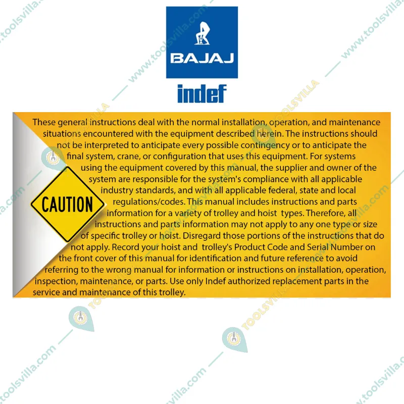 Bajaj indef M Series 1 Ton Single Fall Chain Pulley Block With 6M Load Chain, 6M Hand Chain (1 Year Warranty)
