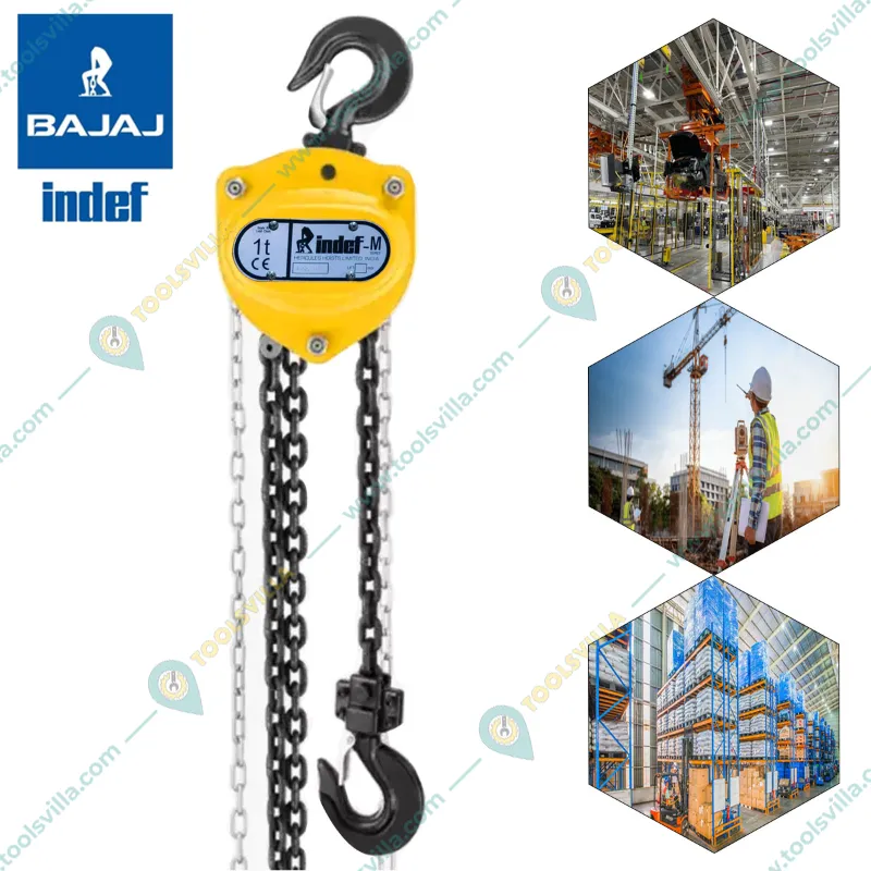 Bajaj indef M Series 1 Ton Single Fall Chain Pulley Block With 6M Load Chain, 6M Hand Chain (1 Year Warranty)