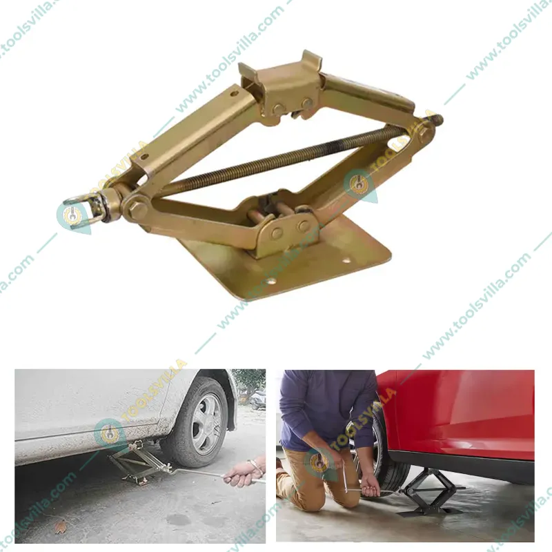 Heavy Duty 2 Ton Scissor Car Jack Set With Lifting Rod For Maruti, Baleno, Alto, Santro, Amaze - Maximum Lifting Height 279 mm
