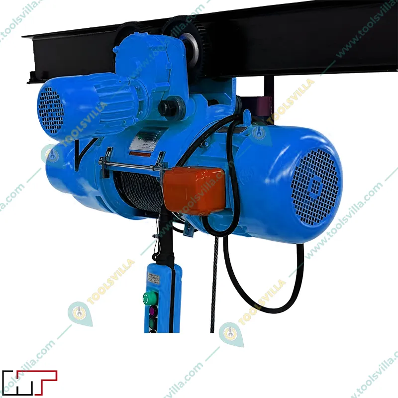 HT 1 Ton CD1 Electric Wire Rope Hoist 3 Phase- 1.5 KW, 9 Meter &9 mm Wire Rope With 1 HP Electric Trolley for Industrial Use