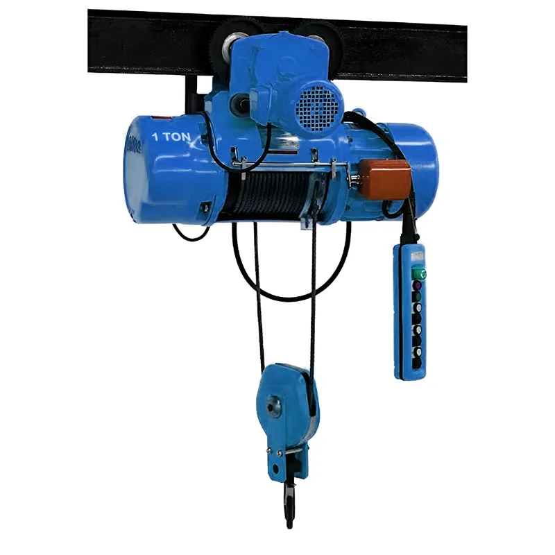 HT 1 Ton CD1 Electric Wire Rope Hoist 3 Phase- 1.5 KW, 9 Meter &9 mm Wire Rope With 1 HP Electric Trolley for Industrial Use