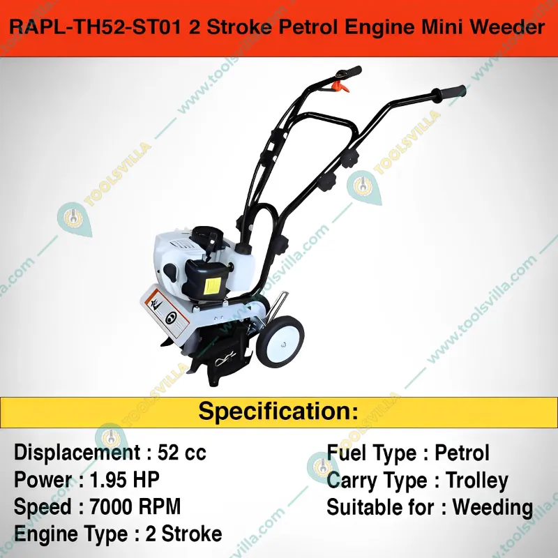 Really RAPL-TH52-ST01, 2 Stroke Petrol Engine Mini Tiller/Mini Weeder/ Cultivator (52 cc)