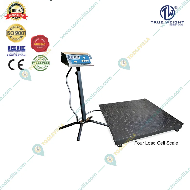 True Weight MS Checkered Platform Scale (Four Load Cell) Weighing Machine, 2000kg Capacity (TWP-2000) with 1-Year Warranty