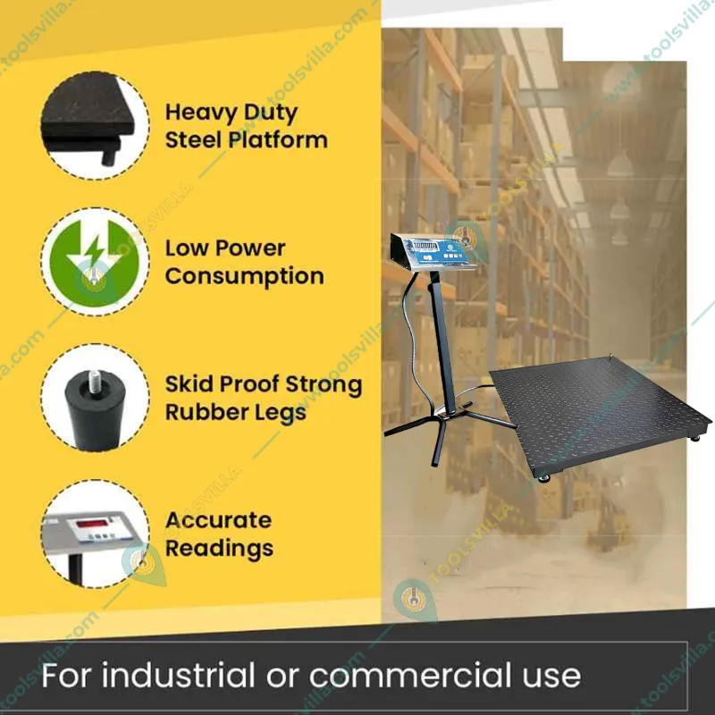 True Weight MS Checkered Platform Scale (Four Load Cell) Weighing Machine, 2000kg Capacity (TWP-2000) with 1-Year Warranty