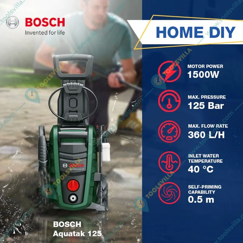 Bosch 125 Bar 1500 W High Pressure Washer, 6 LPM Flow Rate (Universal Aquatak 125)