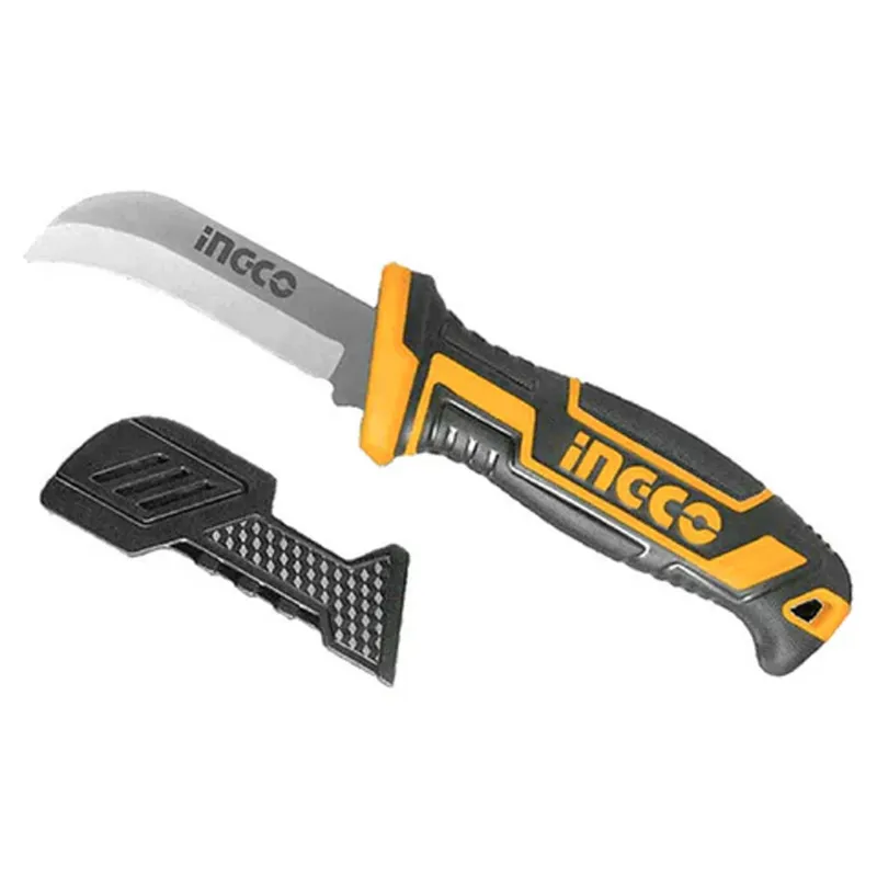 Ingco 200 mm Curved Blade Stainless Steel Knife for Cable Stripping(HPK82001)