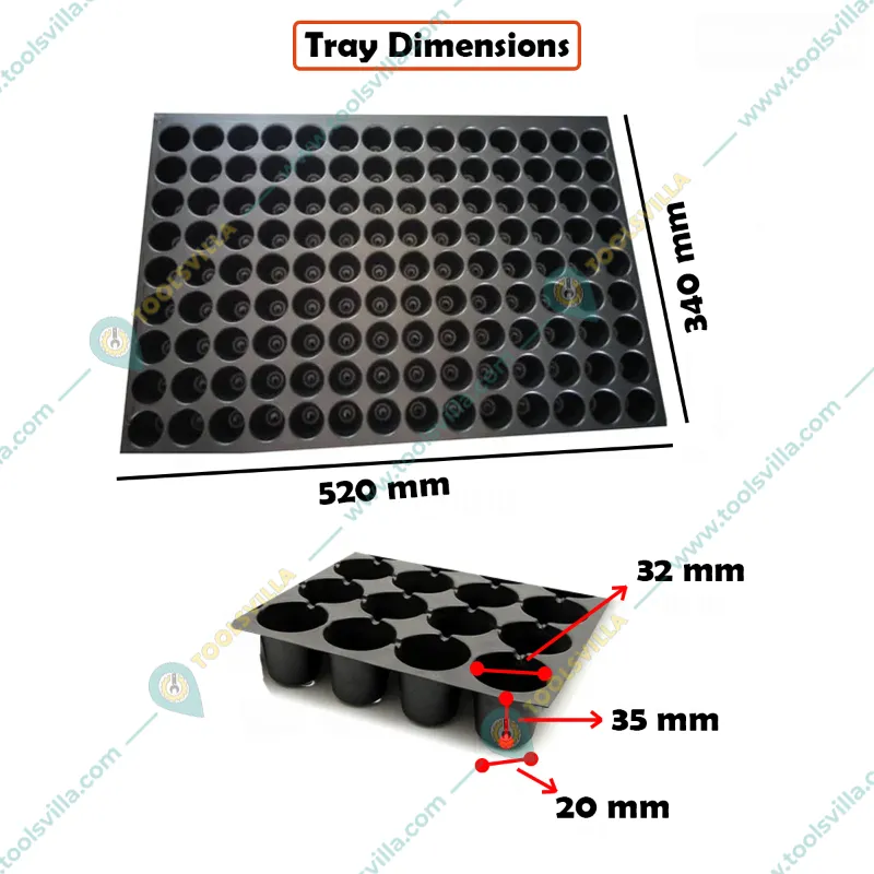 Siddhi 126 Cavities (Round Shape) Reusable Plastic Seedling Tray for Nursery and Gardening (Pack of 200 pieces)
