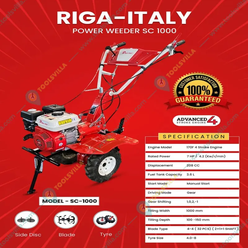 Riga Italy SC 1000 7 HP Power Weeder with 3.6 L Fuel Tank Capacity