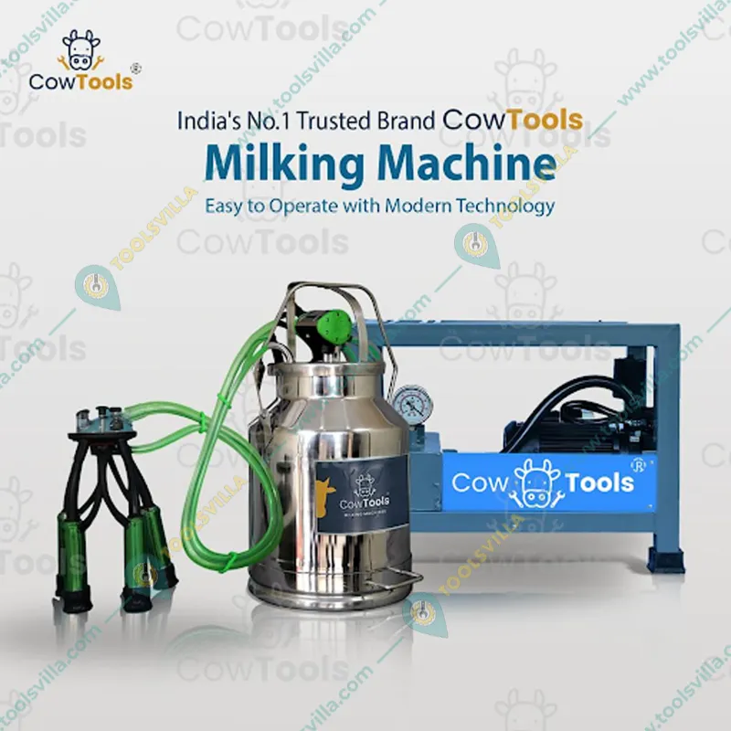 COWTOOLS 0.5 HP Stainless Steel 20L Single Bucket Milking Machine for Cow with Free Accessories