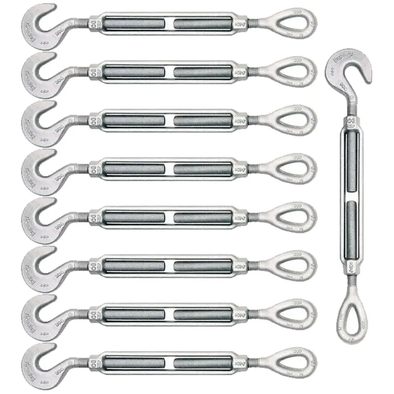 LIFIT Pack of 9 Commercial Grade 20mm Eye-to-Hook Turnbuckles – Galvanized Mild Steel