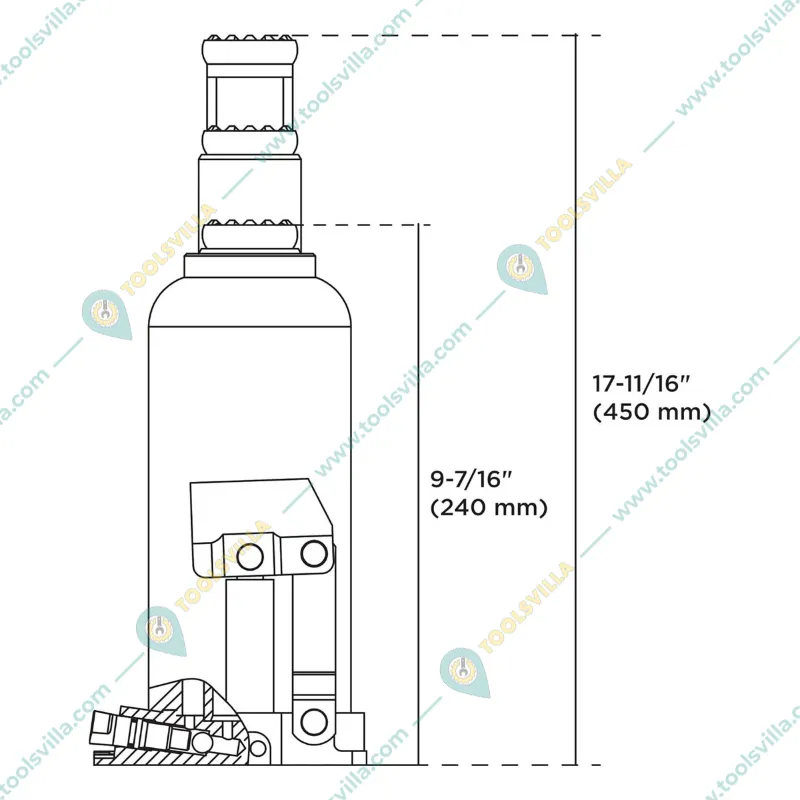 Groz 20 Ton Capacity 450 mm Maximum Liting Hydraulic Bottle Jack For Hcv,Trucks,Buses