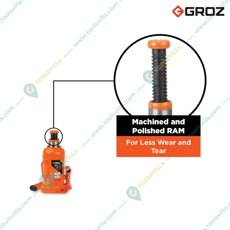 Groz 20 Ton Capacity 450 mm Maximum Liting Hydraulic Bottle Jack For Hcv,Trucks,Buses
