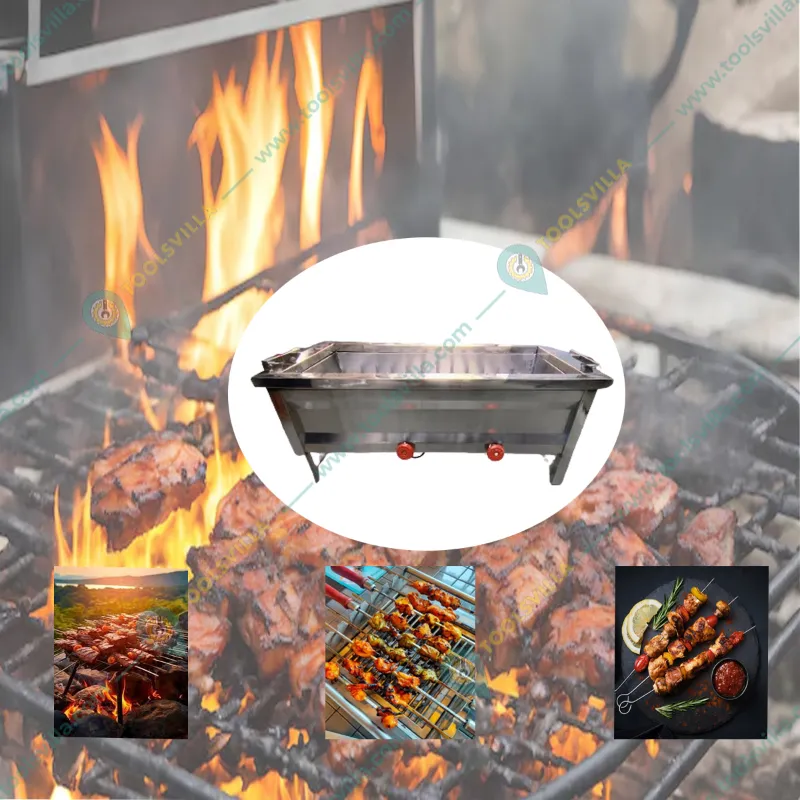 Premium Quality SS 24 inch Gas Operated Barbeque Grill Machine with 8 Skewers 