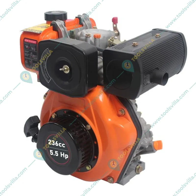 Heavy Duty 236cc (5.5 Hp) 4-Stroke Single Cylinder Recoil Start Diesel Engine With  2.5L Fuel Tank