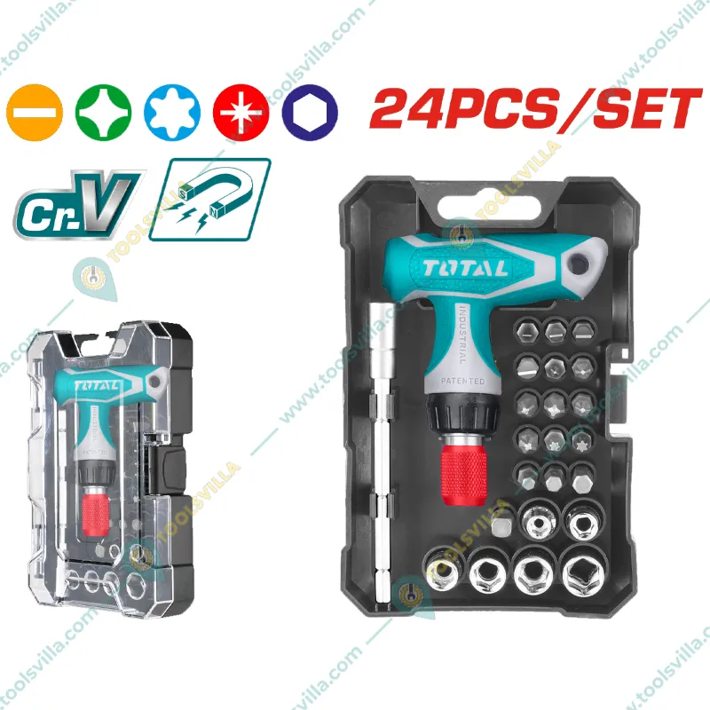 Total 24 pcs T-Handle Wrench Screwdriver Set (TACSD30186)