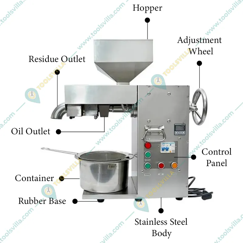 Commercial Oil Seeds Press/Expeller Machine 22-25 Kg/Hr, 2500W with Free Accessories 