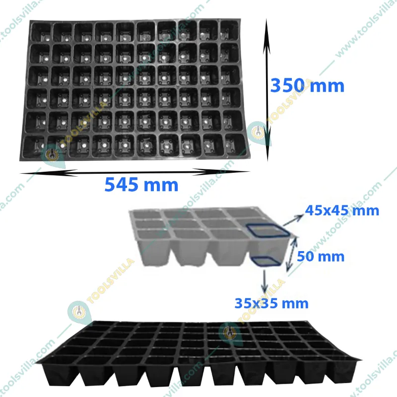 Siddhi 60 Cavities (Square Shape) Reusable Plastic Seedling Tray for Nursery and Gardening (Pack of 25 pieces)