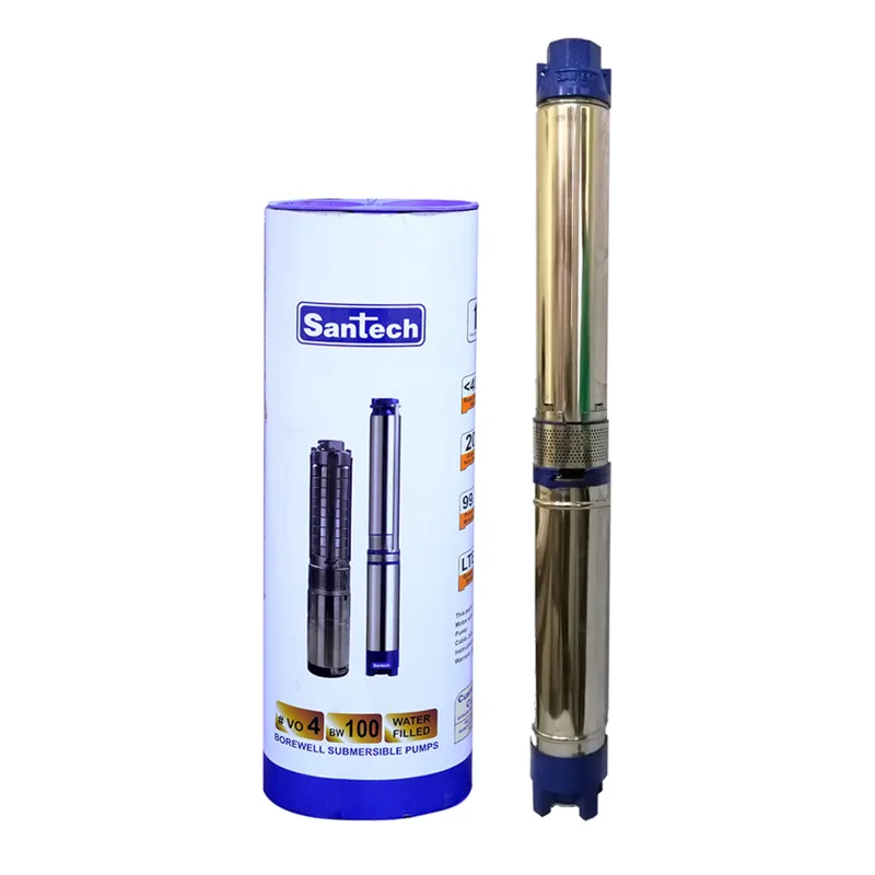 Santech 2HP 18 Stage 4 inch(V4) Single Phase Water Cooled Submersible Pump, 259ft Max. Head - 1 Year Warranty